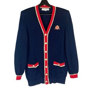 EUC ST. JOHN Collection Nautical Navy Santana Knit Cardigan Sweater